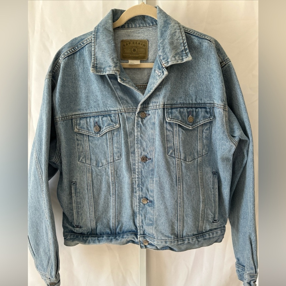 Gap Men’s Size Large Light Blue Denim Jean Jacketet Button Front Cotton Fabric